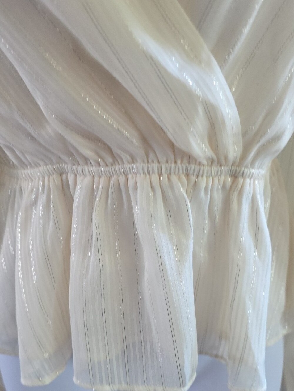 Express Cream Ruffle Wrap-Front Blouse - Picture 5 of 7